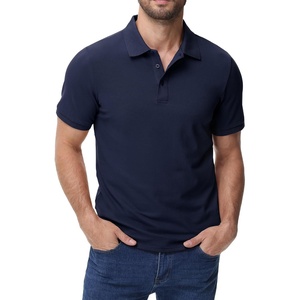 image:imageMIER Polo Shirts for Men Cotton Short Sleeve Golf Tennis Collared Shirt for Casual Work Travel 3 Buttons Ultra SoftNavy