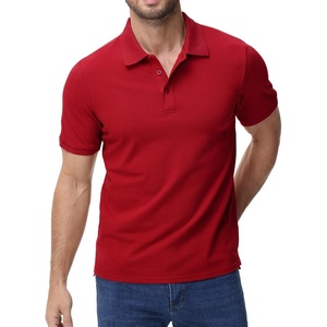 image:imageMIER Polo Shirts for Men Cotton Short Sleeve Golf Tennis Collared Shirt for Casual Work Travel 3 Buttons Ultra SoftRed
