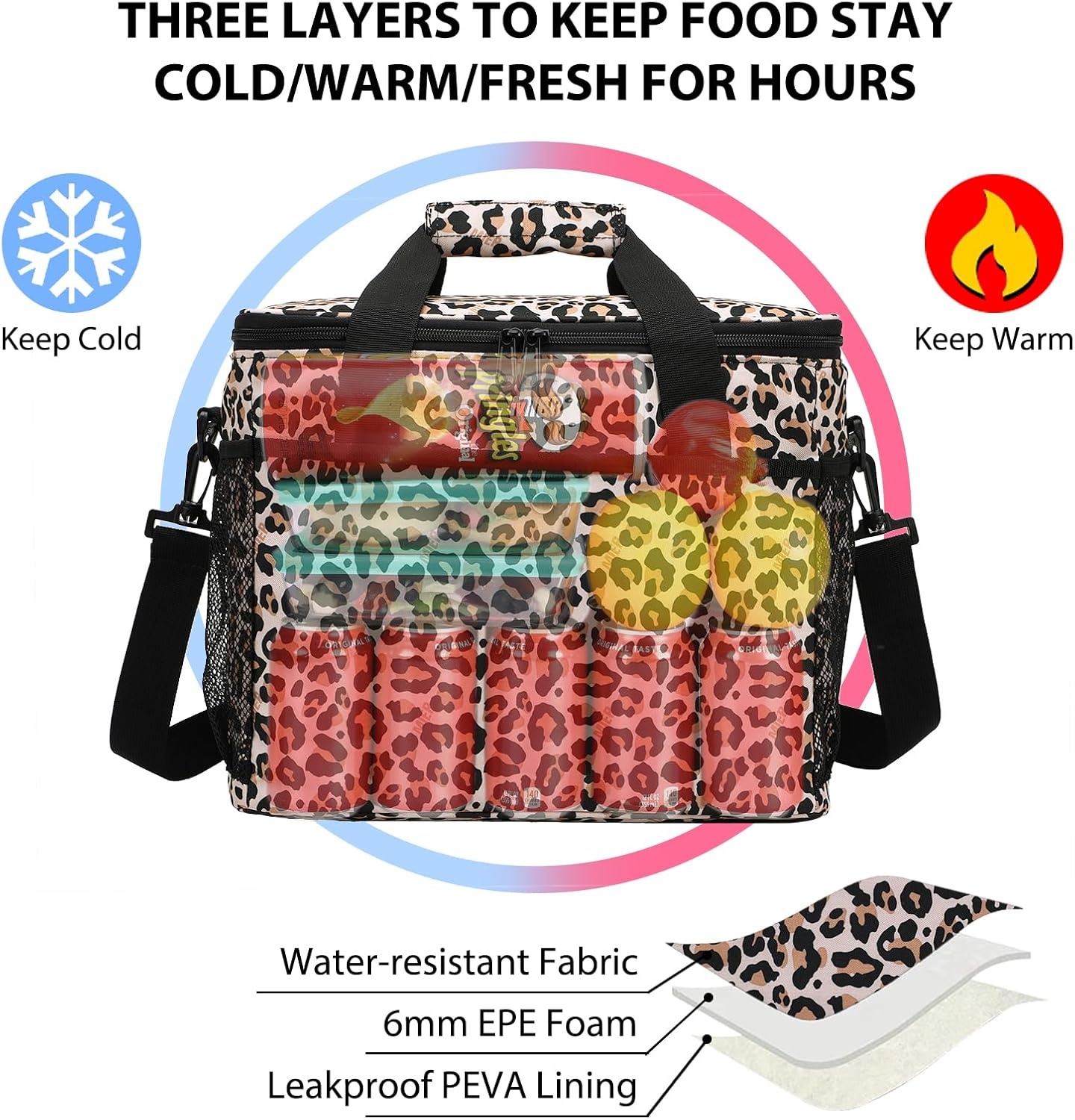 image:imageMIER 18L Large Soft Cooler Insulated Picnic Bag for Grocery Camping Car Bright Orange ColorLeopard