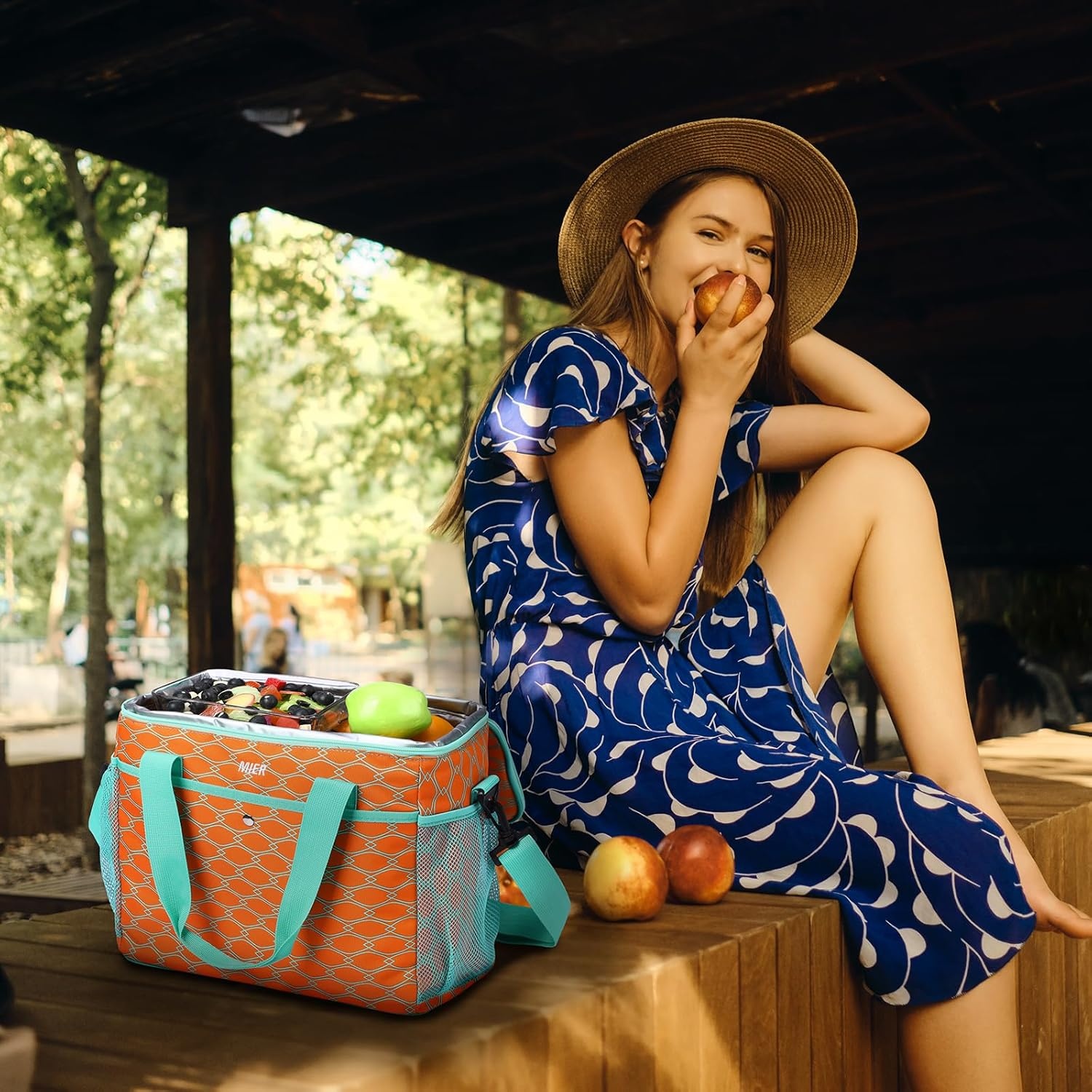 image:imageMIER 18L Large Soft Cooler Insulated Picnic Bag for Grocery Camping Car Bright Orange ColorOrange