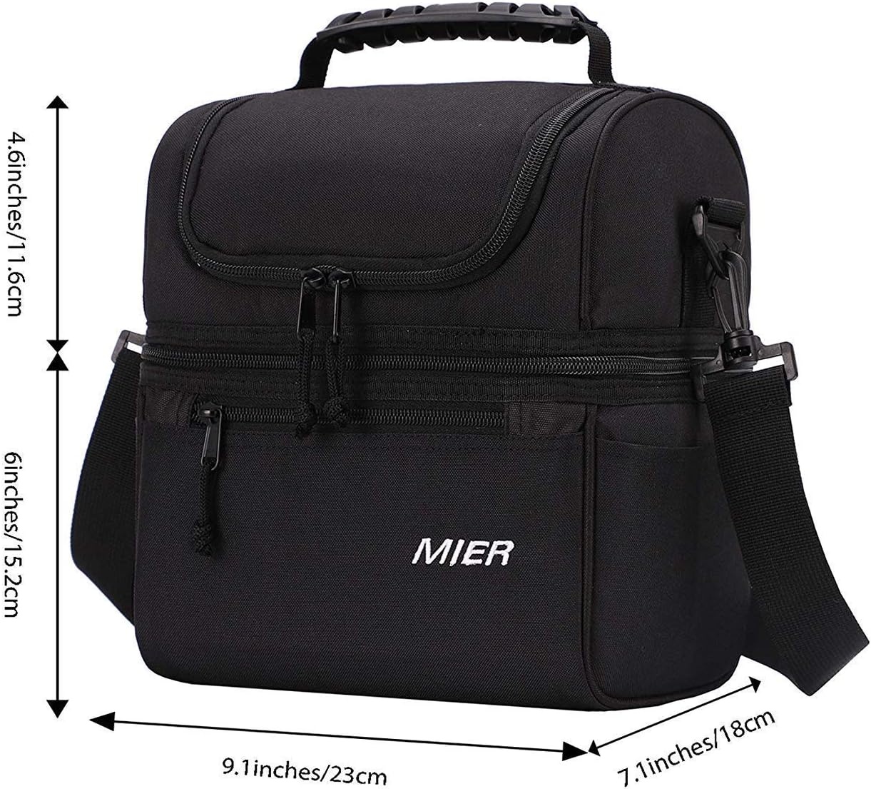 image:imageMIER Adult Lunch Box Insulated Lunch Bag Large Cooler Tote Bag for Women Double Deck Cooler Camouflage Large and BlackMedium