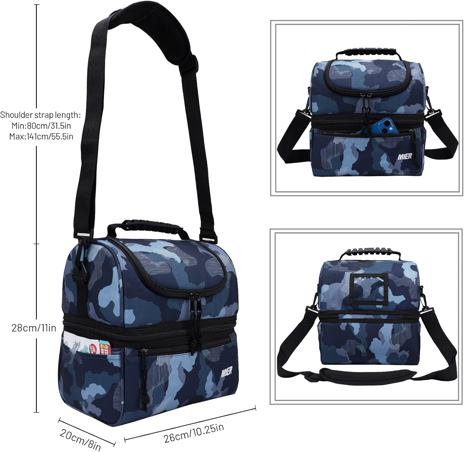 image:imageMIER Adult Lunch Box Insulated Lunch Bag Large Cooler Tote Bag for Women Double Deck Cooler Leopard LargeCamouflage