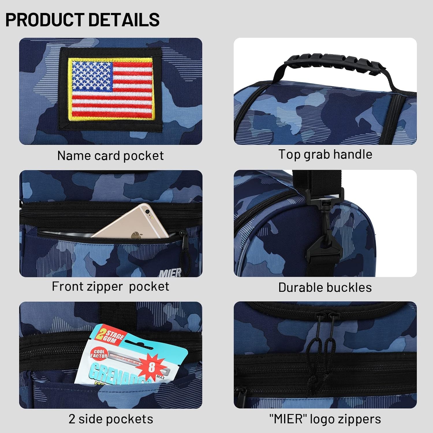 image:imageMIER Adult Lunch Box Insulated Lunch Bag Large Cooler Tote Bag for Women Double Deck Cooler Leopard LargeCamouflage