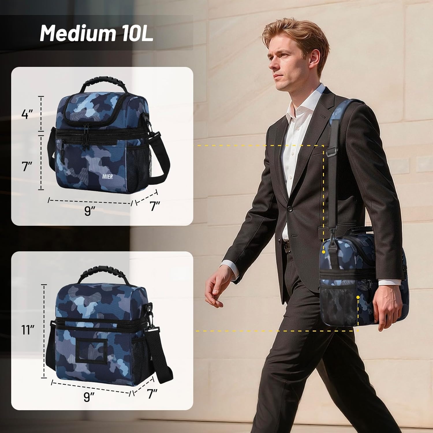 image:imageMIER Adult Lunch Box Insulated Lunch Bag Large Cooler Tote Bag for Women Double Deck Cooler Leopard LargeCamouflage