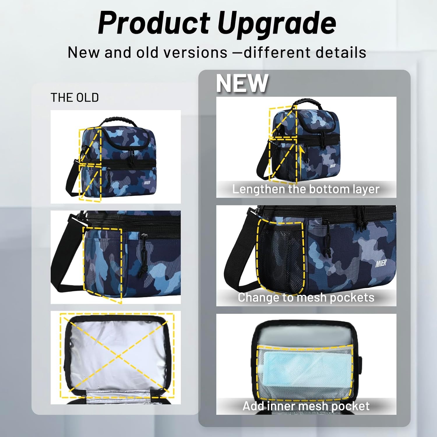 image:imageMIER Adult Lunch Box Insulated Lunch Bag Large Cooler Tote Bag for Women Double Deck Cooler Leopard LargeCamouflage