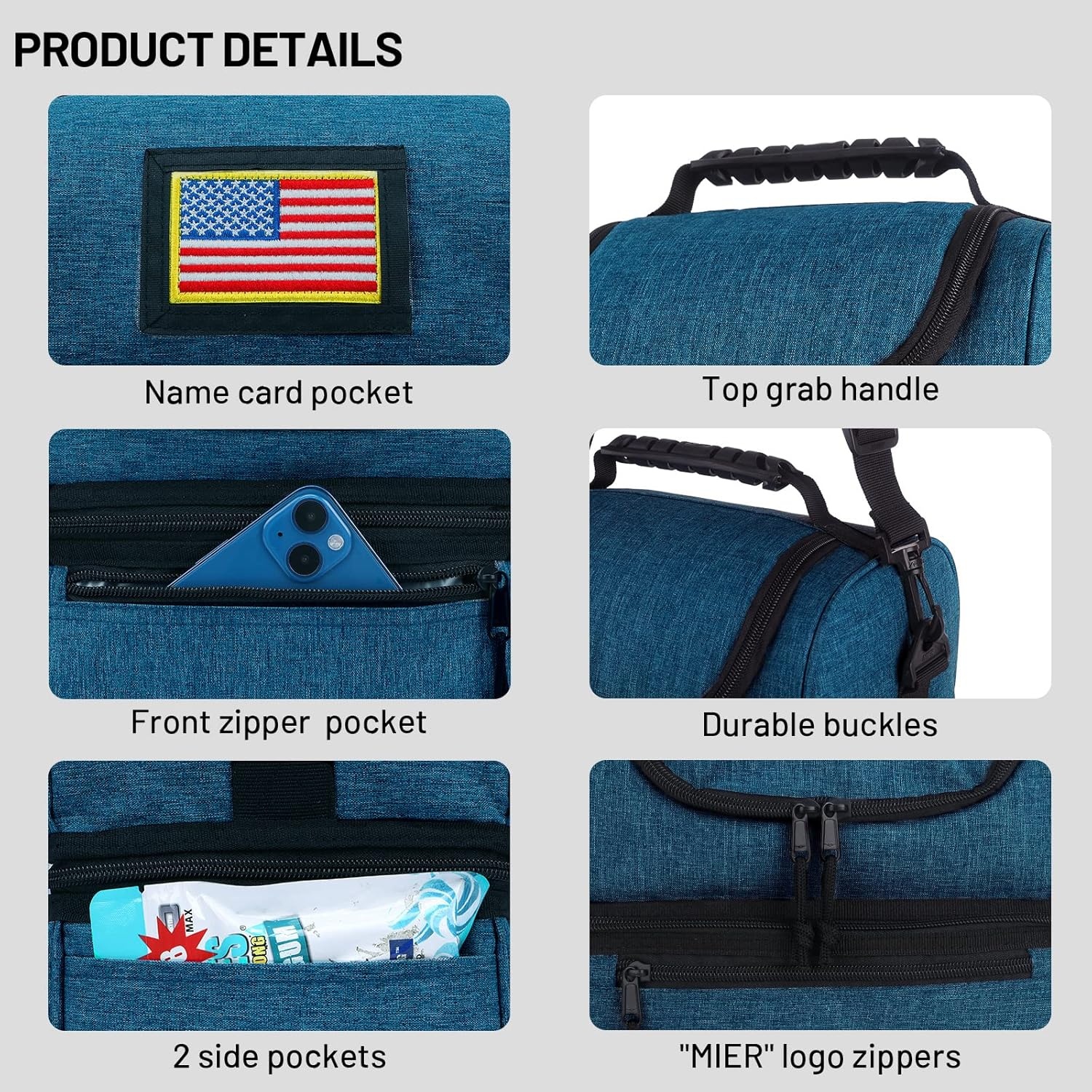 image:imageMIER Adult Lunch Box Insulated Lunch Bag Large Cooler Tote Bag for Women Double Deck Cooler Leopard LargeTeal Blue