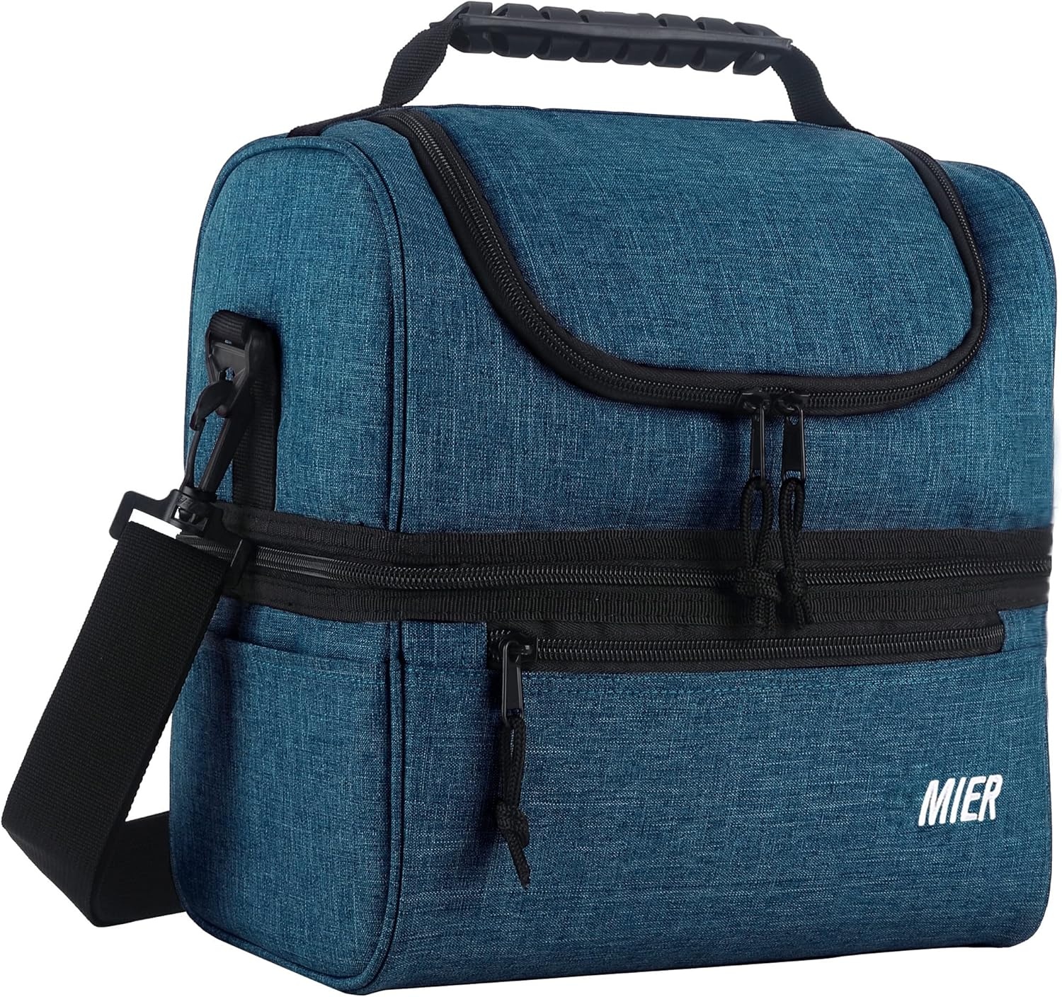 image:imageMIER Adult Lunch Box Insulated Lunch Bag Large Cooler Tote Bag for Women Double Deck Cooler Leopard LargeTeal Blue