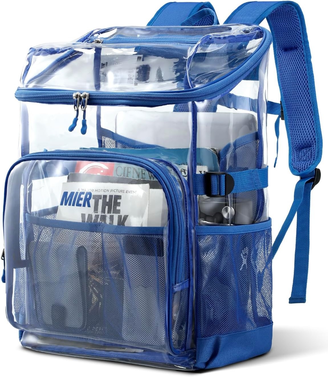 image:imageMIER Clear Backpack for Stadium Events 12 Inch Small Transparent Bookbag Heavy Duty See Through Backpacks for School Clear Bag for Boys Girls Adult BlackBlue