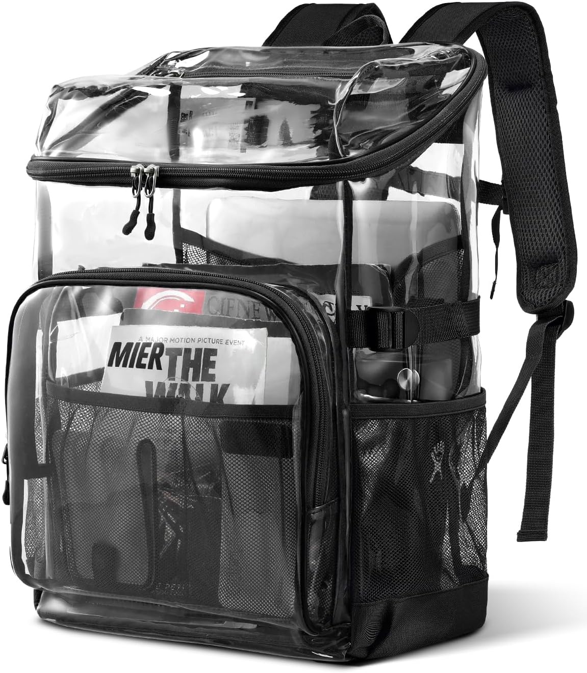 image:imageMIER Clear Backpack for Stadium Events 12 Inch Small Transparent Bookbag Heavy Duty See Through Backpacks for School Clear Bag for Boys Girls Adult BlackBlack