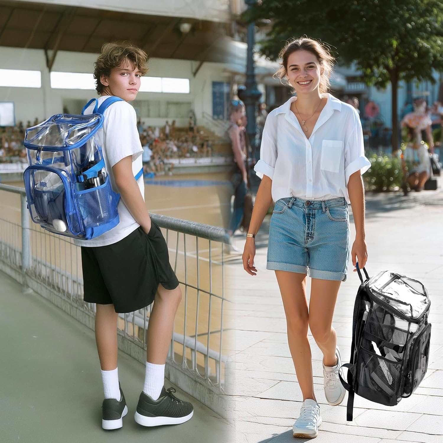 image:imageMIER Clear Backpack for Stadium Events 12 Inch Small Transparent Bookbag Heavy Duty See Through Backpacks for School Clear Bag for Boys Girls Adult BlackBlack