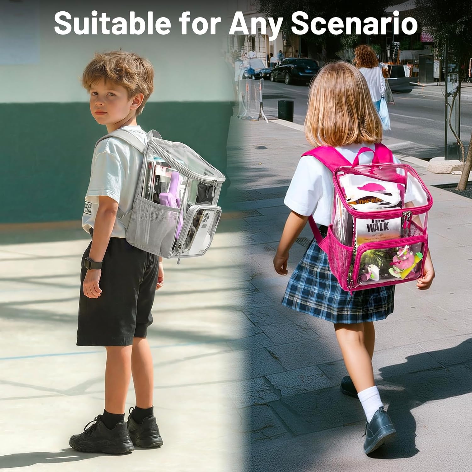 image:imageMIER Clear Backpack for Stadium Events 12 Inch Small Transparent Bookbag Heavy Duty See Through Backpacks for School Clear Bag for Boys Girls Adult BlackGray