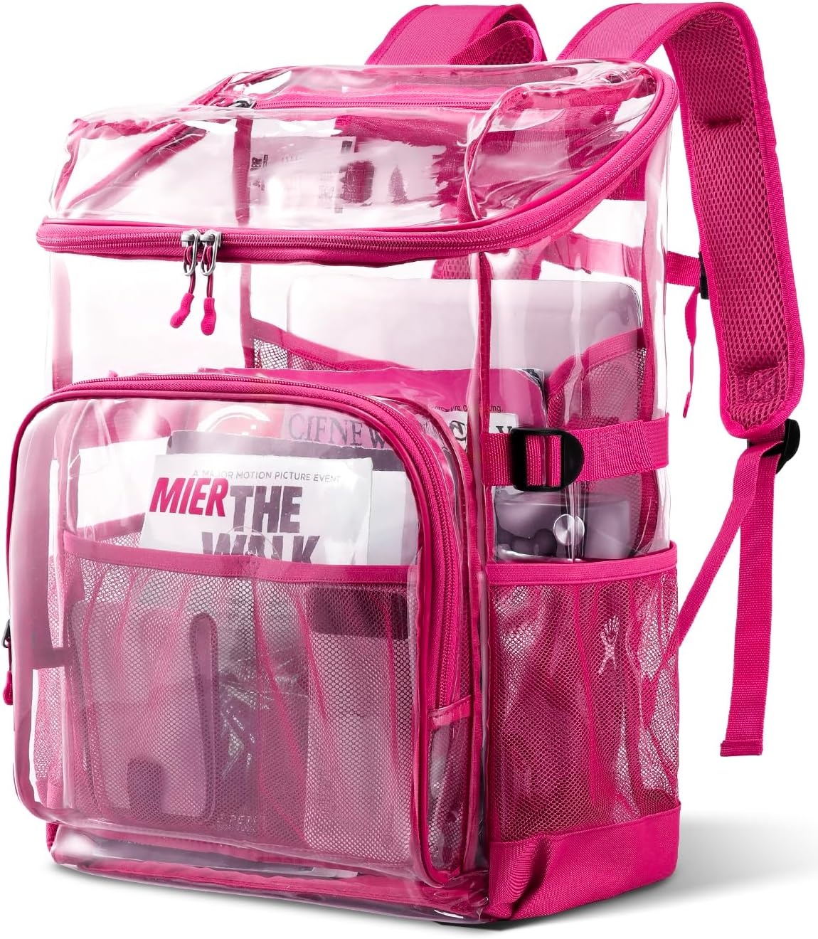 image:imageMIER Clear Backpack for Stadium Events 12 Inch Small Transparent Bookbag Heavy Duty See Through Backpacks for School Clear Bag for Boys Girls Adult BlackPink