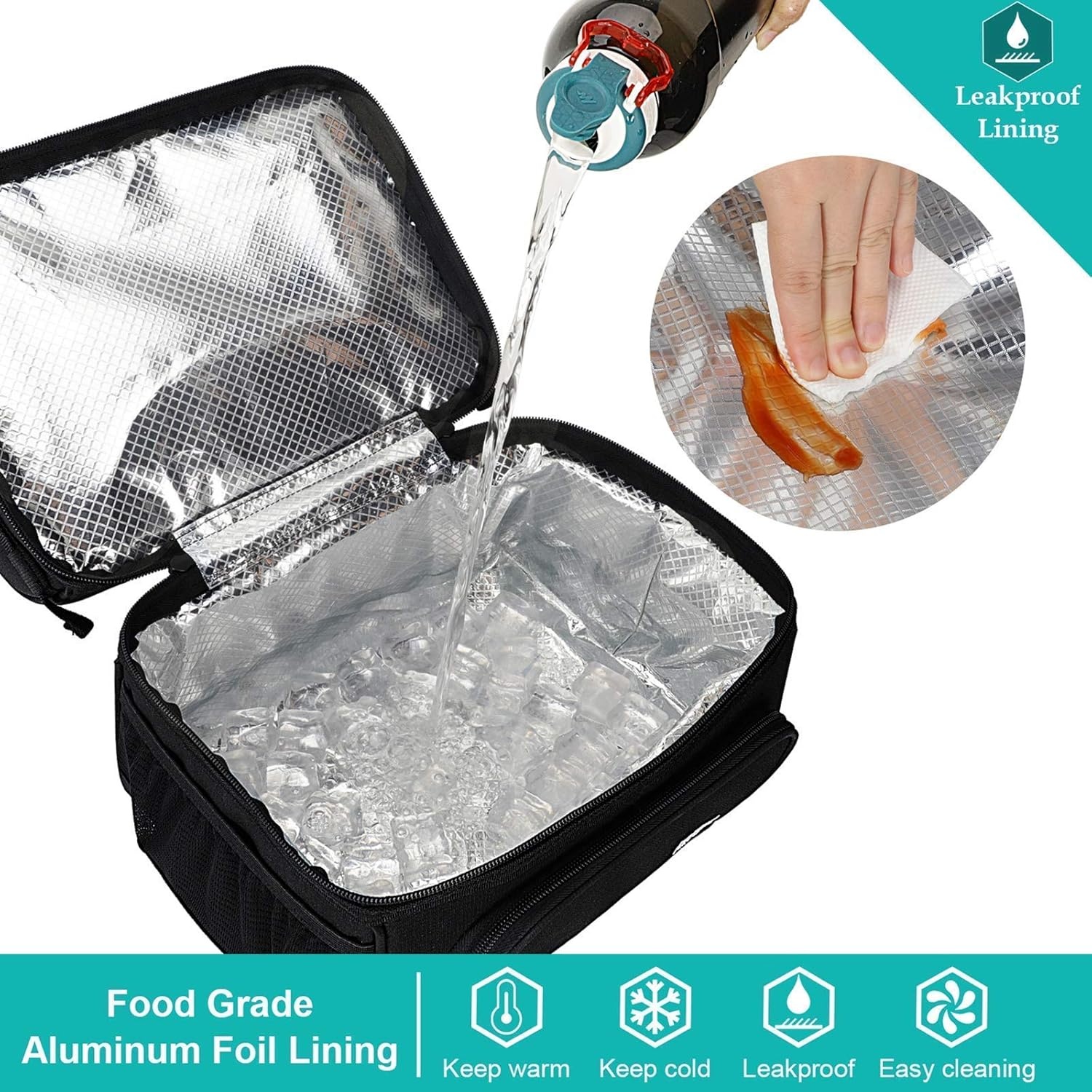 image:imageMIER Dual Compartment Lunch Bag Tote with Shoulder Strap for Men and Women Leakproof Insulated Cooler Bag for Work