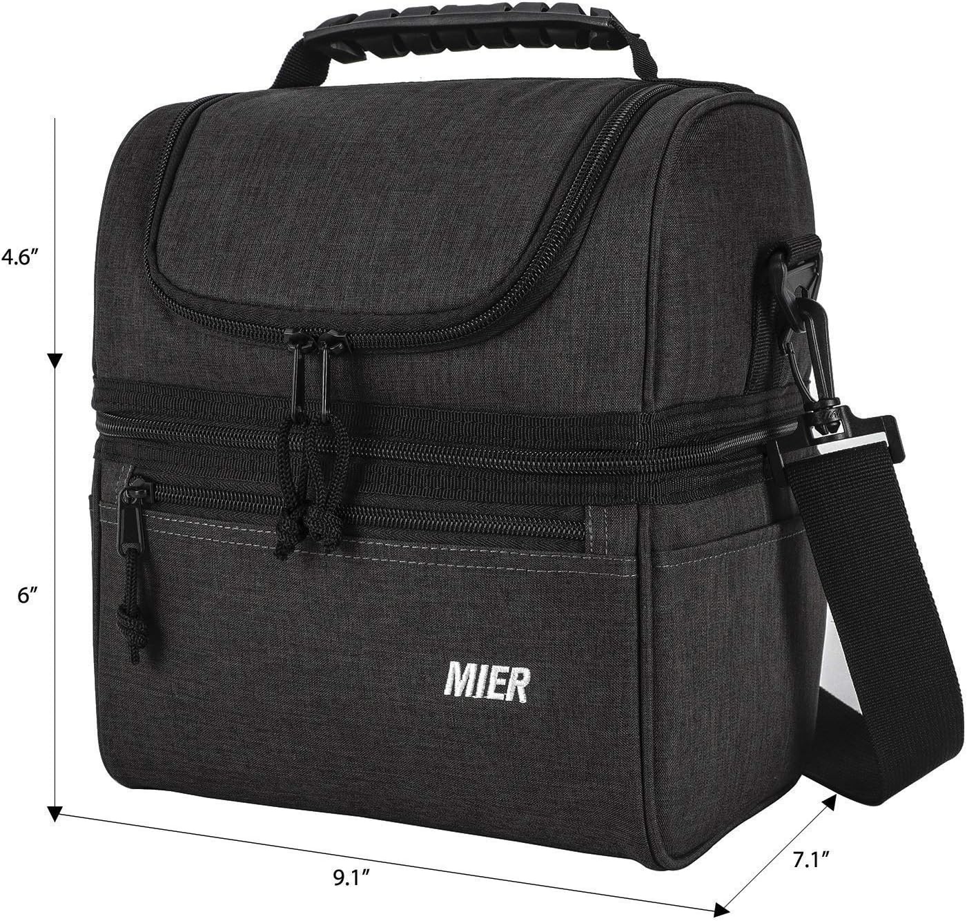 image:imageMIER Dual Compartment Lunch Bag Tote with Shoulder Strap for Men and Women Leakproof Insulated Cooler Bag for Work