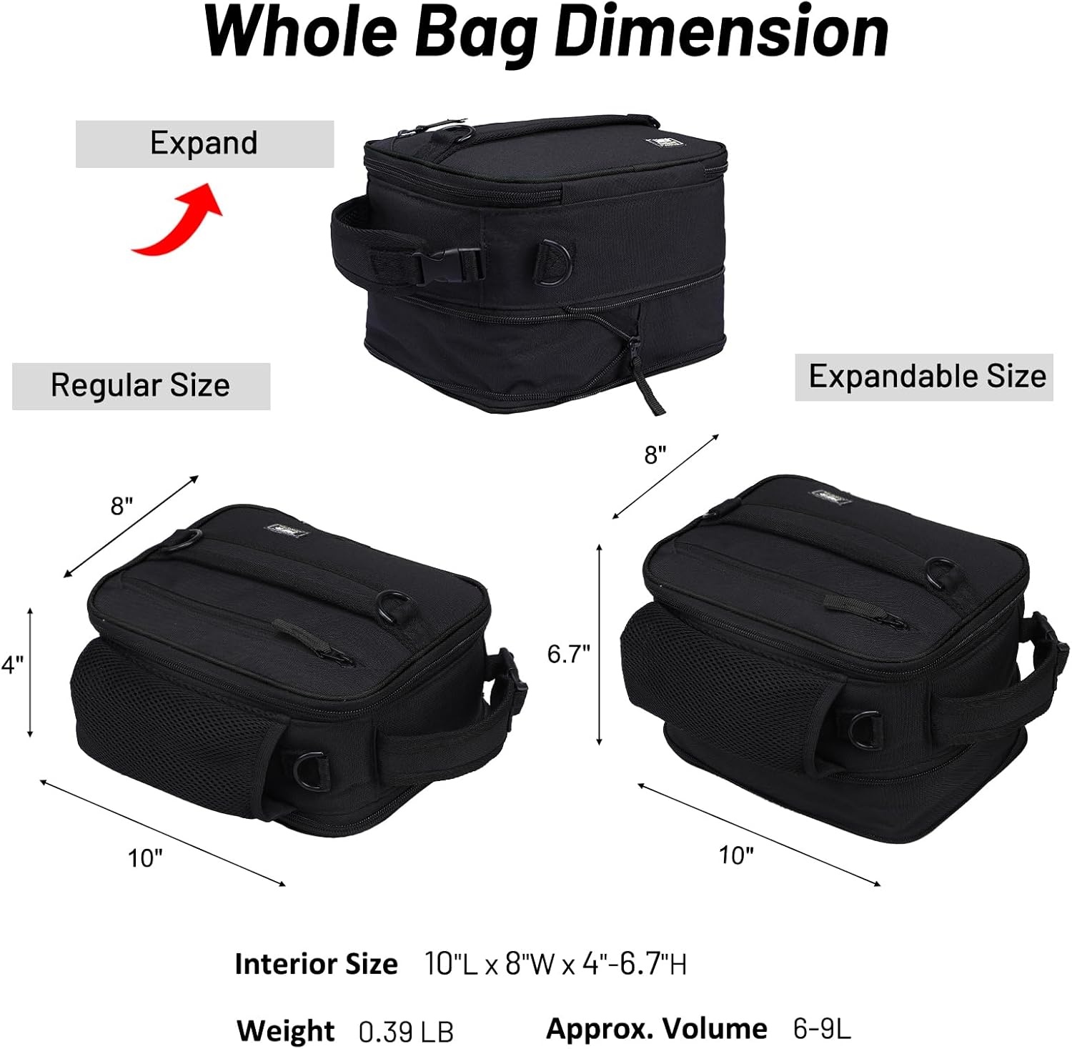 image:imageMIER Expandable Lunch Bag Insulated Lunch Box for Men to Work Travel Portable Lunchbox Bags with Shoulder Strap and Water Bottle Holder BlackBlack
