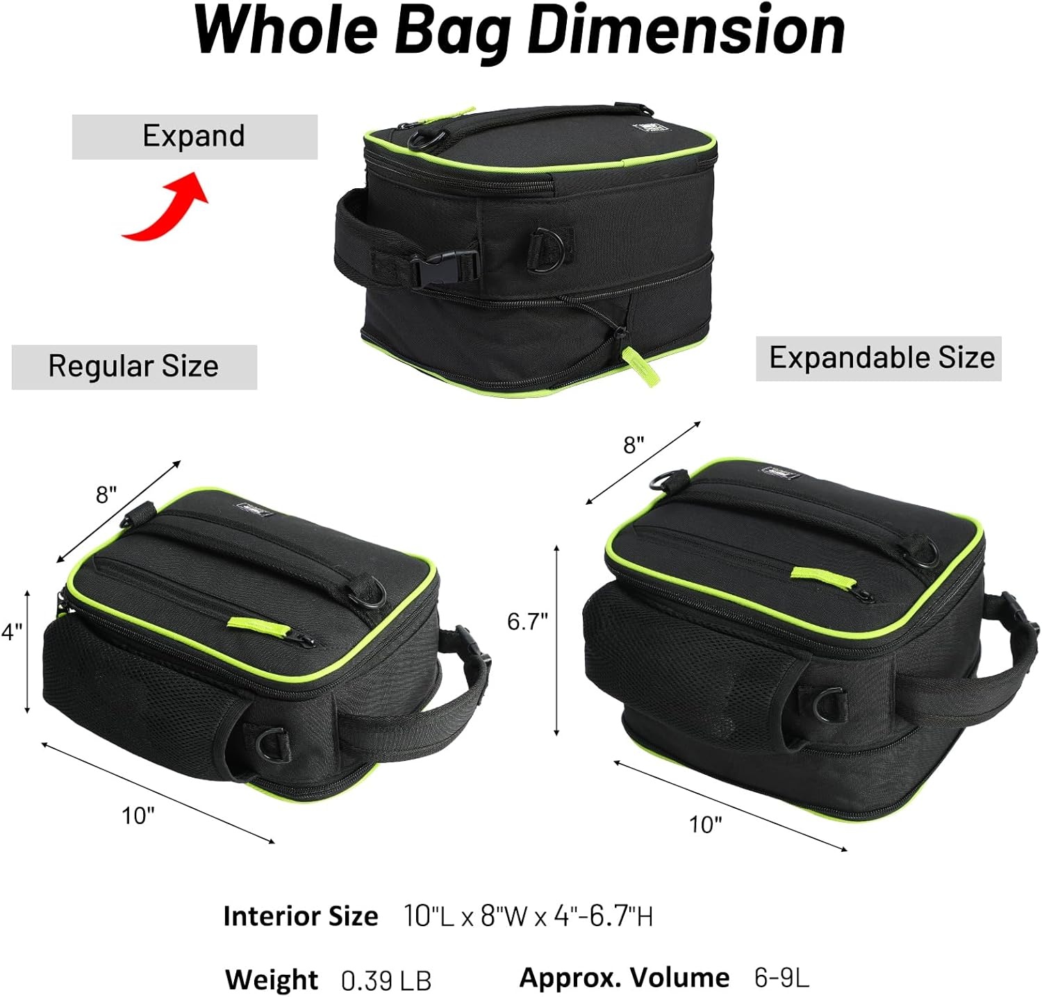 image:imageMIER Expandable Lunch Bag Insulated Lunch Box for Men to Work Travel Portable Lunchbox Bags with Shoulder Strap and Water Bottle Holder BlackBlackGreen