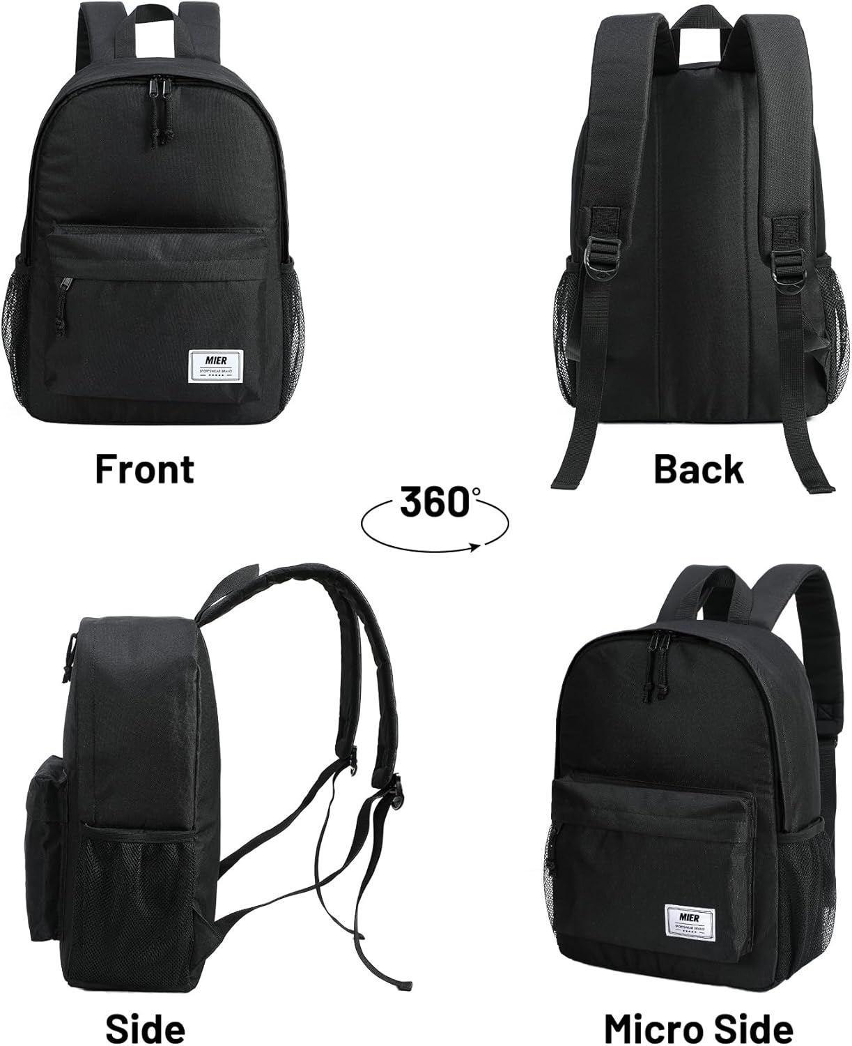 image:imageMIER Insulated Backpack Cooler Small Leakproof Lightweight Cute for Women Men to Work Picnics Camping Park Day Trips 15 LBlack