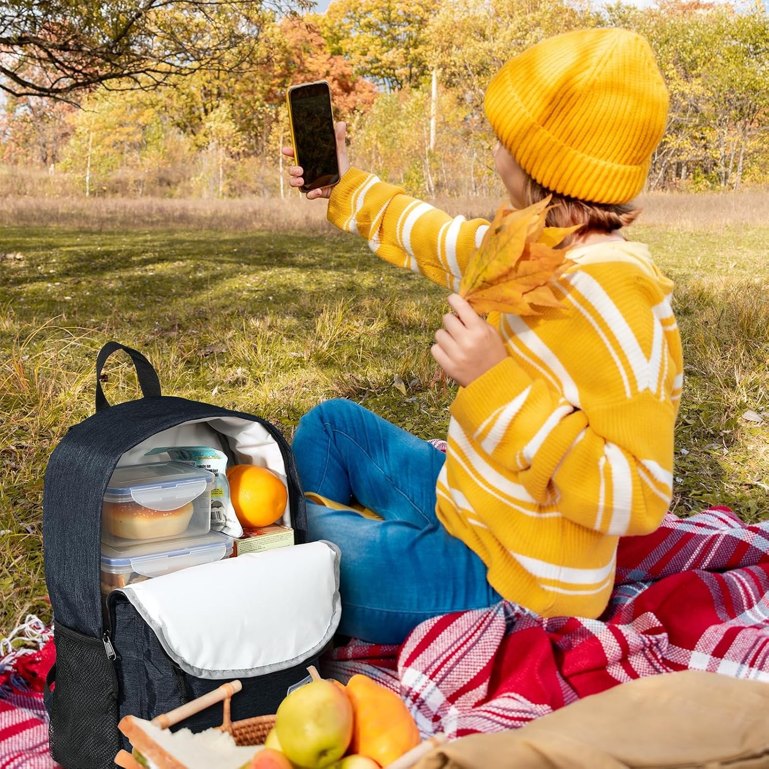 image:imageMIER Insulated Backpack Cooler Small Leakproof Lightweight Cute for Women Men to Work Picnics Camping Park Day Trips 15 LDark Blue