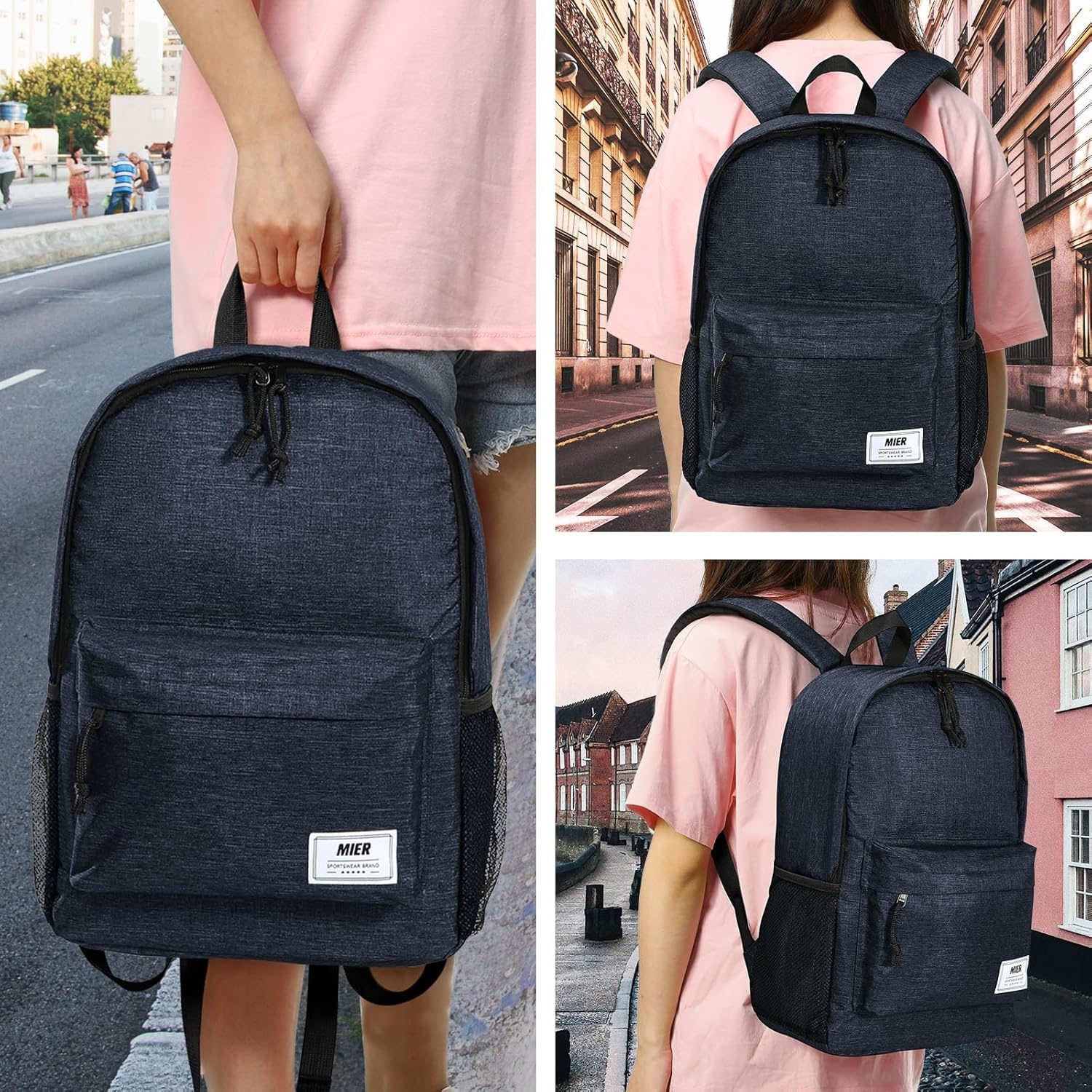image:imageMIER Insulated Backpack Cooler Small Leakproof Lightweight Cute for Women Men to Work Picnics Camping Park Day Trips 15 LDark Blue