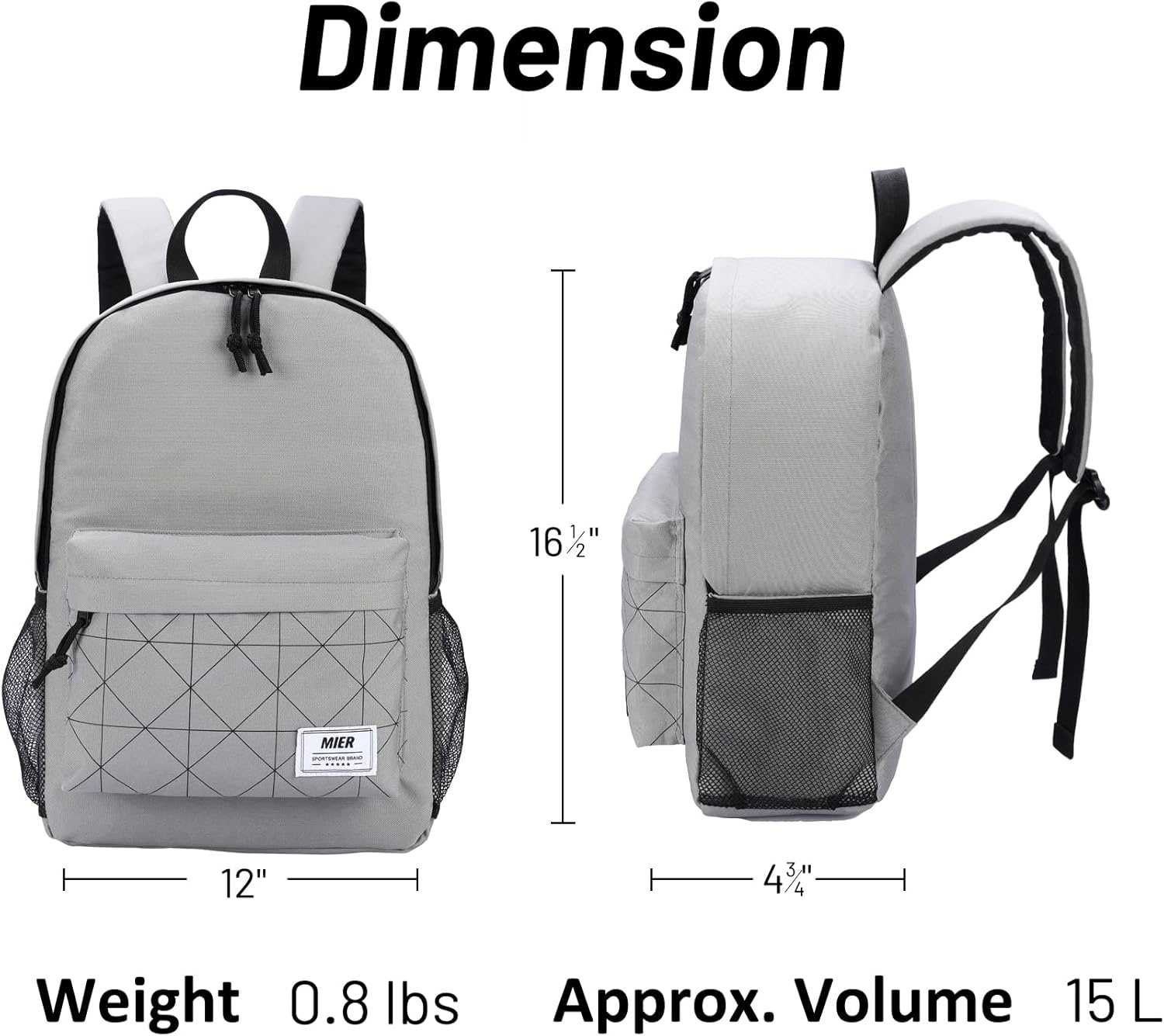 image:imageMIER Insulated Backpack Cooler Small Leakproof Lightweight Cute for Women Men to Work Picnics Camping Park Day Trips 15 LGray