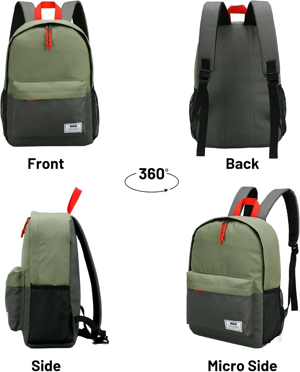 image:imageMIER Insulated Backpack Cooler Small Leakproof Lightweight Cute for Women Men to Work Picnics Camping Park Day Trips 15 LGreendark gray