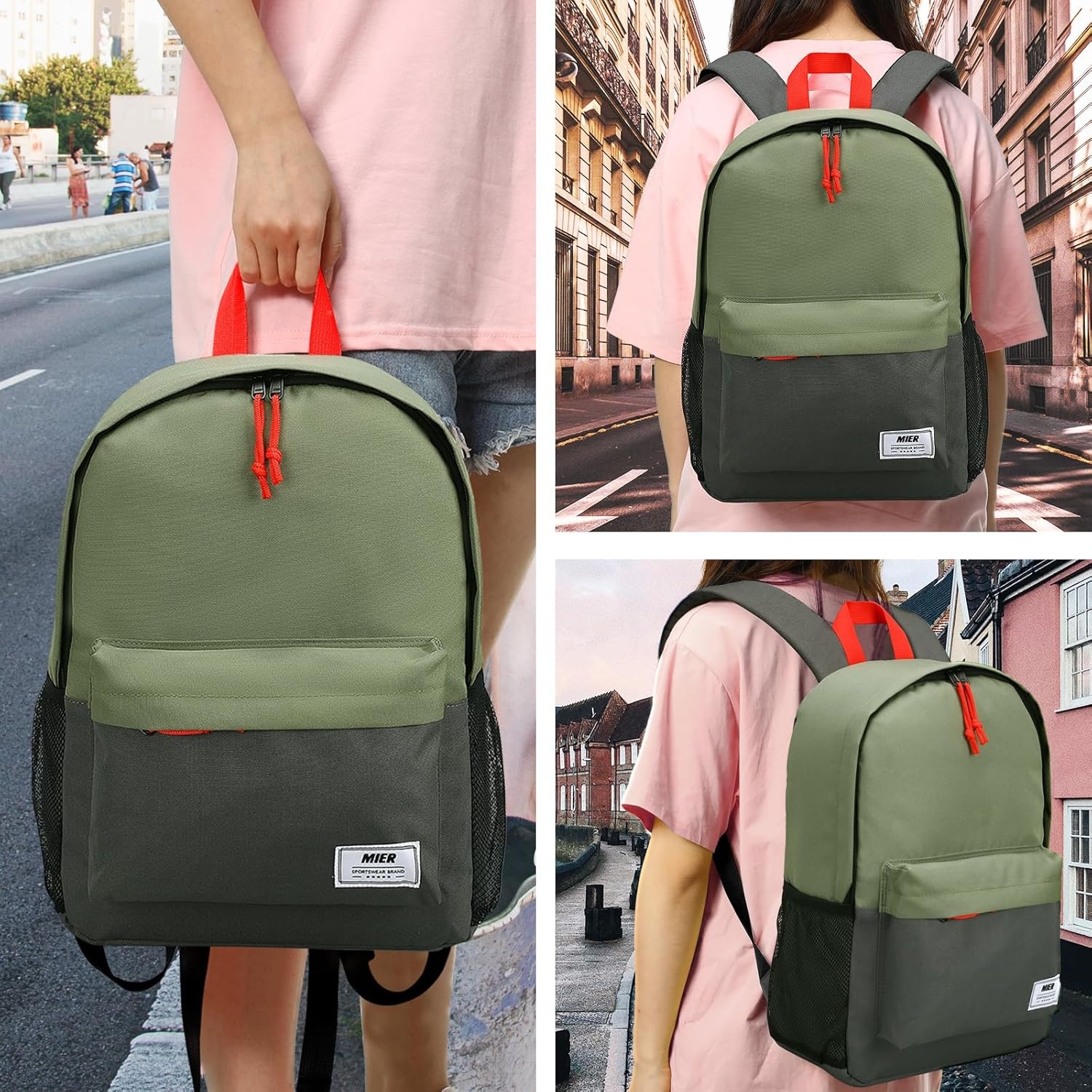 image:imageMIER Insulated Backpack Cooler Small Leakproof Lightweight Cute for Women Men to Work Picnics Camping Park Day Trips 15 LGreendark gray