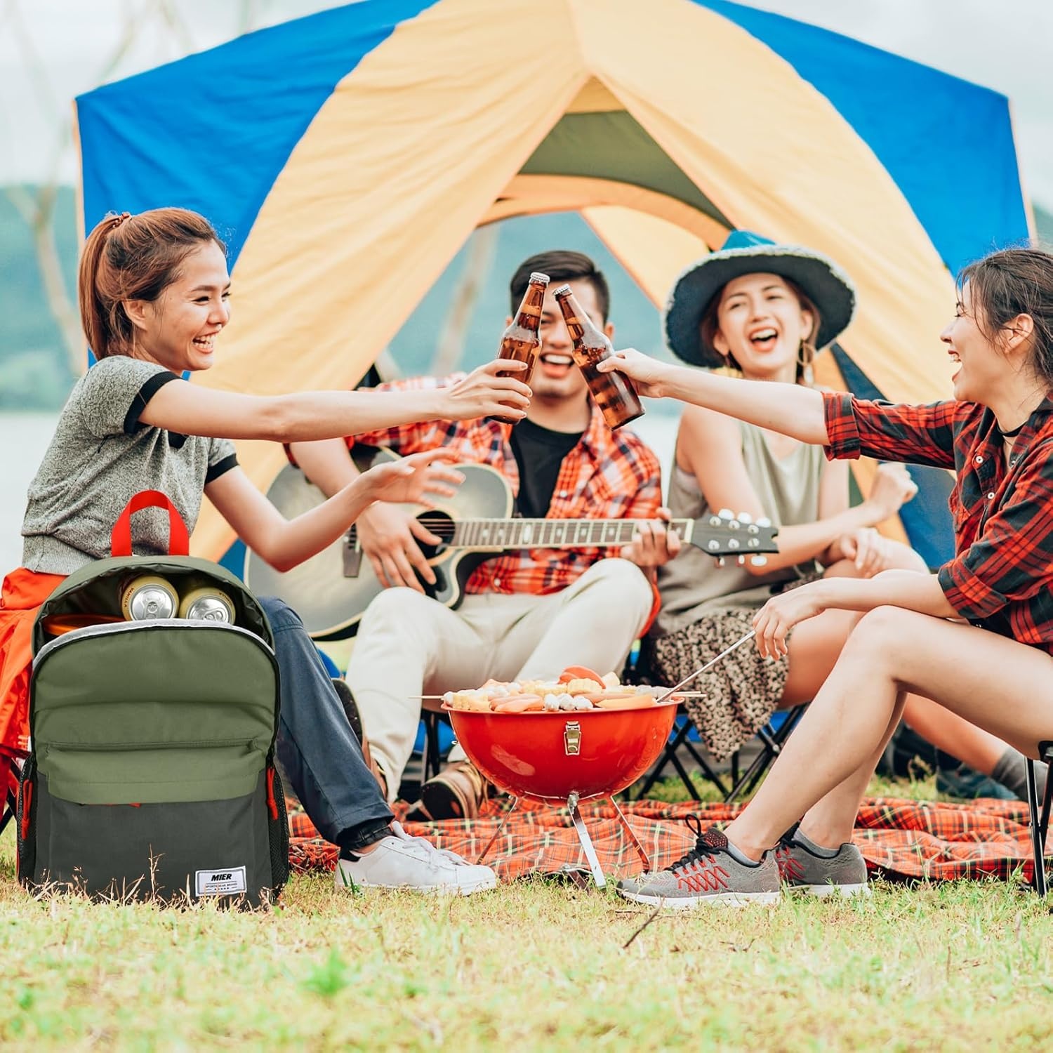 image:imageMIER Insulated Backpack Cooler Small Leakproof Lightweight Cute for Women Men to Work Picnics Camping Park Day Trips 15 LGreendark gray