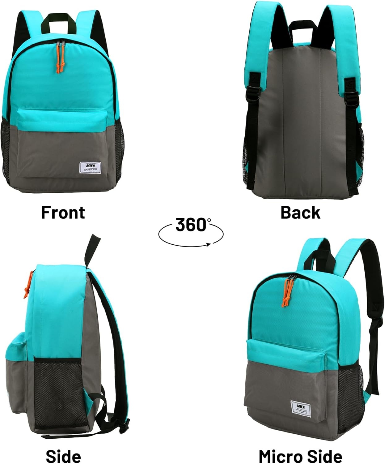 image:imageMIER Insulated Backpack Cooler Small Leakproof Lightweight Cute for Women Men to Work Picnics Camping Park Day Trips 15 LPeacock bluedark gray