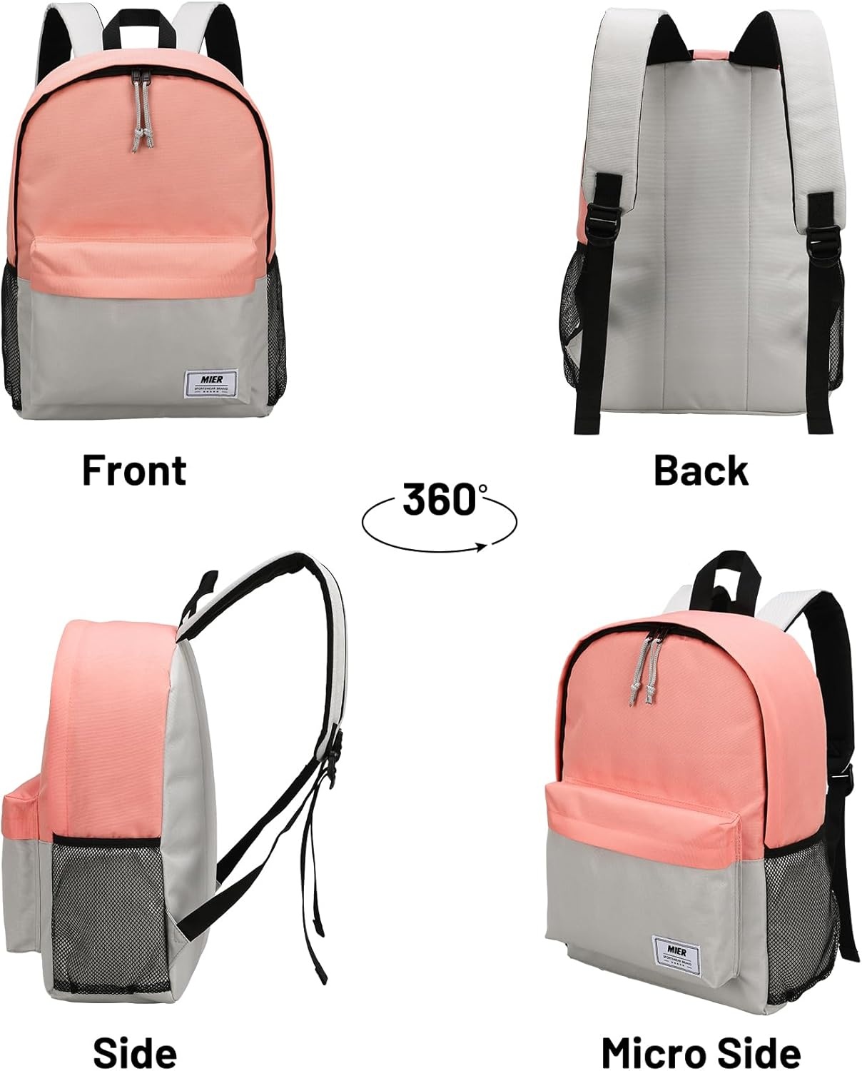 image:imageMIER Insulated Backpack Cooler Small Leakproof Lightweight Cute for Women Men to Work Picnics Camping Park Day Trips 15 LPinkgray