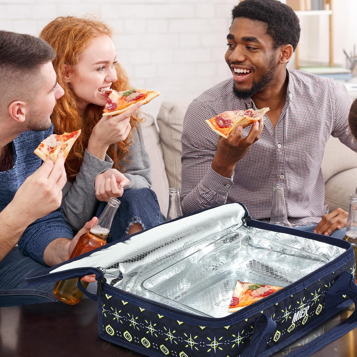 image:imageMIER Insulated Casserole Carrier Fits 9x13 Baking DishesFoil Pans Double Food Carriers Bag Thermal Holder for Hot or Cold Food Lasagna Lugger Potluck Parties Picnic Travel PurpleDeep Blue