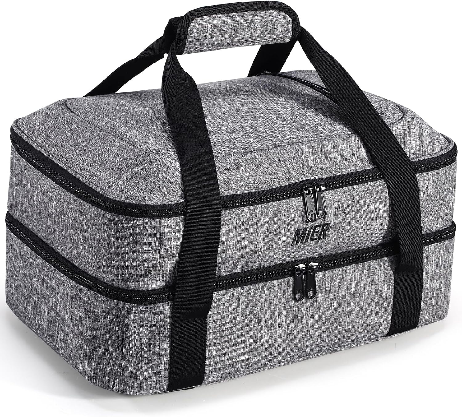 image:imageMIER Insulated Casserole Carrier Fits 9x13 Baking DishesFoil Pans Double Food Carriers Bag Thermal Holder for Hot or Cold Food Lasagna Lugger Potluck Parties Picnic Travel PurpleGray