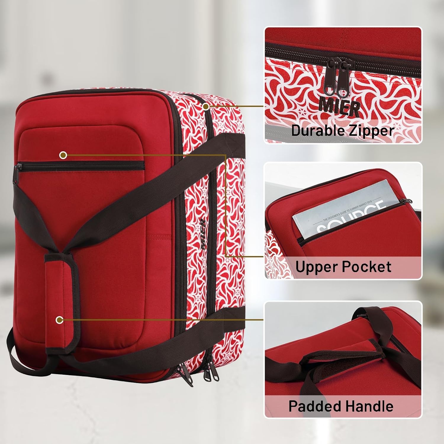 image:imageMIER Insulated Casserole Carrier Fits 9x13 Baking DishesFoil Pans Double Food Carriers Bag Thermal Holder for Hot or Cold Food Lasagna Lugger Potluck Parties Picnic Travel PurpleRed