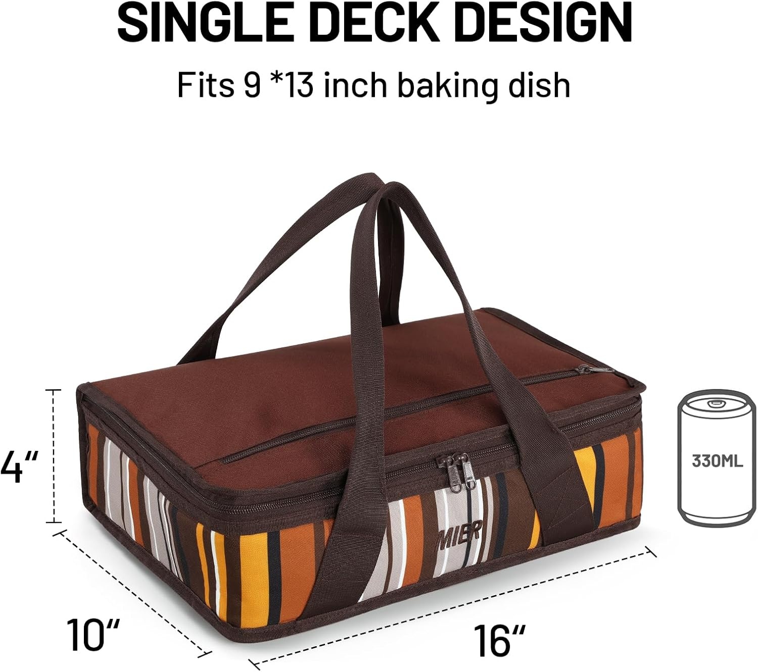 image:imageMIER Insulated Casserole Carrier Fits 9x13 Baking DishesFoil Pans Double Food Carriers Bag Thermal Holder for Hot or Cold Food Lasagna Lugger Potluck Parties Picnic Travel PurpleBrown