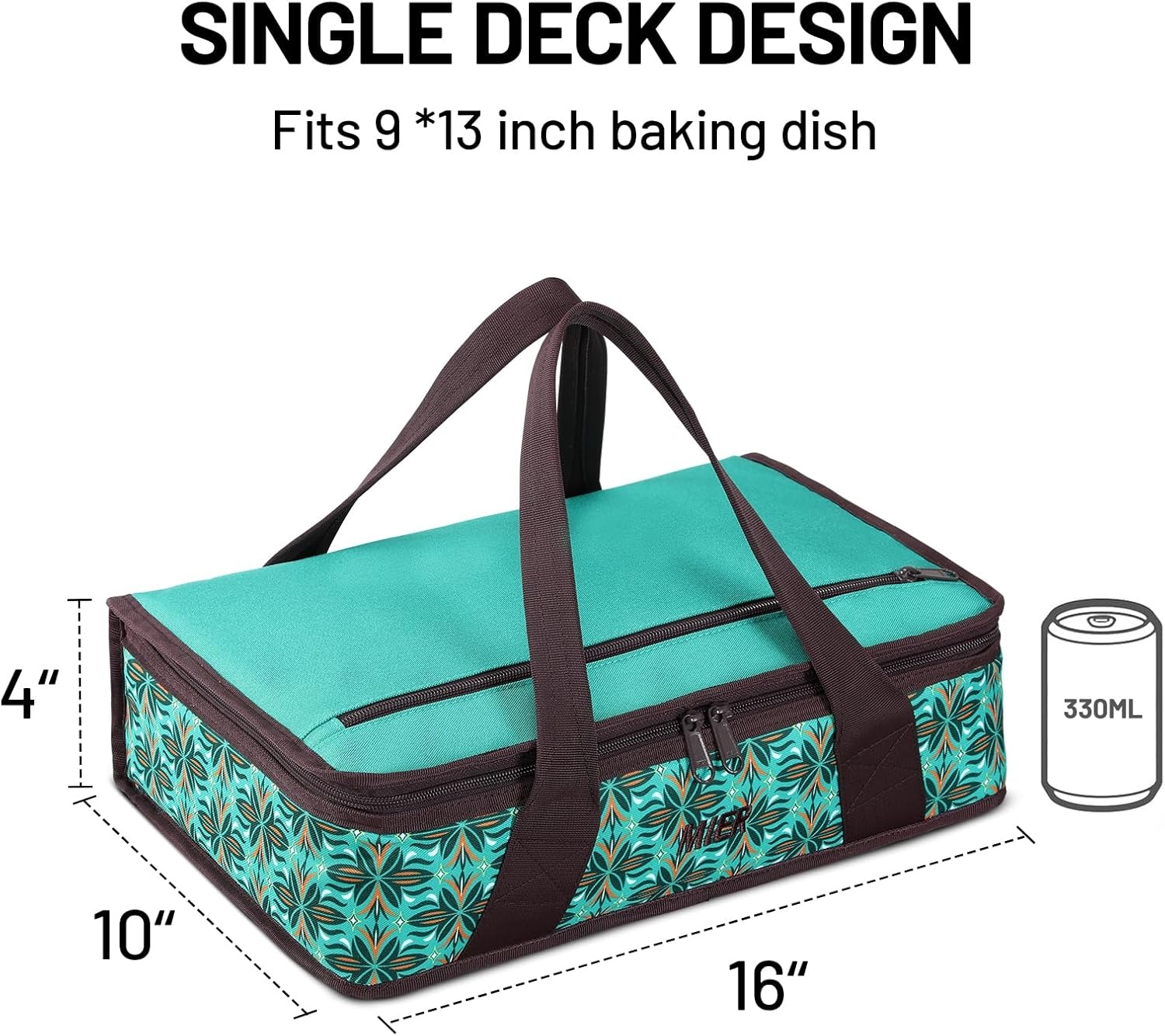 image:imageMIER Insulated Casserole Carrier Fits 9x13 Baking DishesFoil Pans Double Food Carriers Bag Thermal Holder for Hot or Cold Food Lasagna Lugger Potluck Parties Picnic Travel PurpleTeal