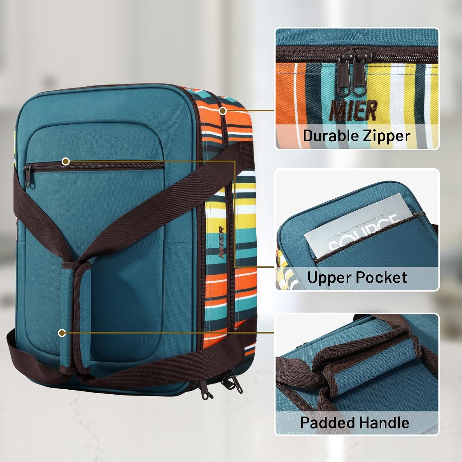 image:imageMIER Insulated Casserole Carrier Fits 9x13 Baking DishesFoil Pans Double Food Carriers Bag Thermal Holder for Hot or Cold Food Lasagna Lugger Potluck Parties Picnic Travel Purplepeacock blue