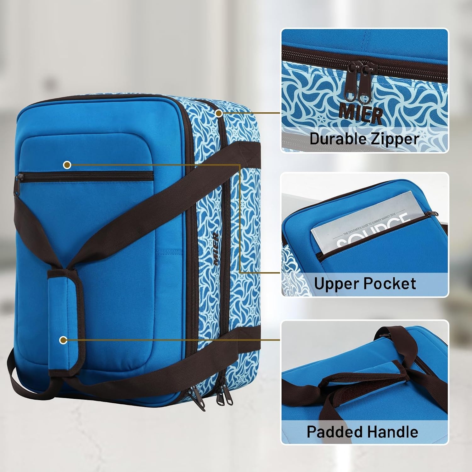 image:imageMIER Insulated Casserole Carrier Fits 9x13 Baking DishesFoil Pans Double Food Carriers Bag Thermal Holder for Hot or Cold Food Lasagna Lugger Potluck Parties Picnic Travel PurpleBlueBrown