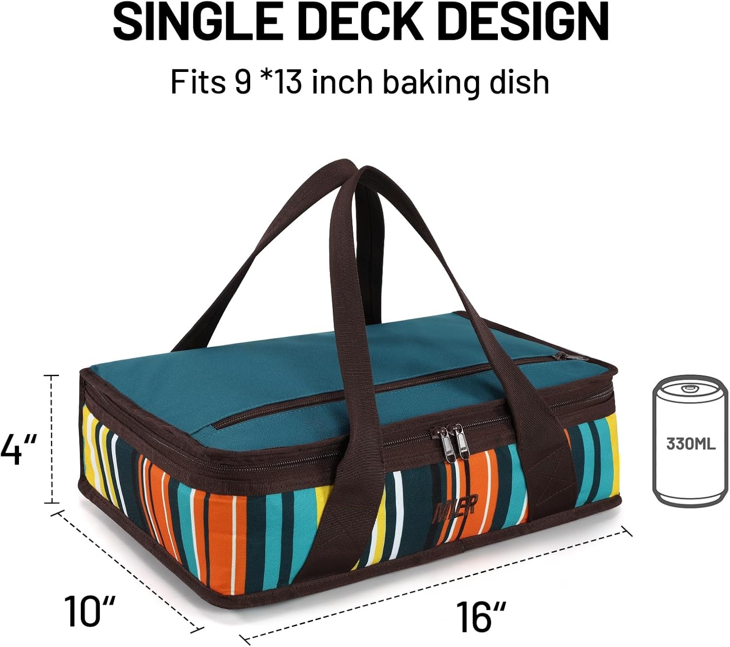 image:imageMIER Insulated Casserole Carrier Fits 9x13 Baking DishesFoil Pans Double Food Carriers Bag Thermal Holder for Hot or Cold Food Lasagna Lugger Potluck Parties Picnic Travel PurpleBlue