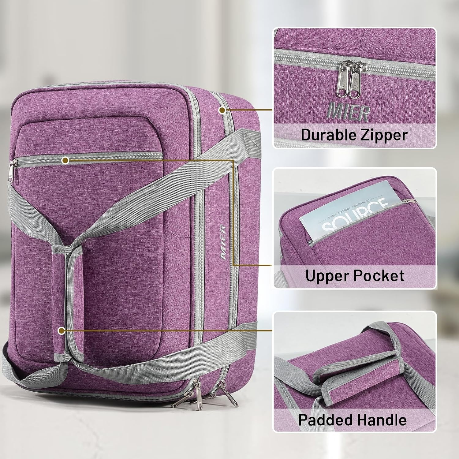 image:imageMIER Insulated Casserole Carrier Fits 9x13 Baking DishesFoil Pans Double Food Carriers Bag Thermal Holder for Hot or Cold Food Lasagna Lugger Potluck Parties Picnic Travel PurplePurple