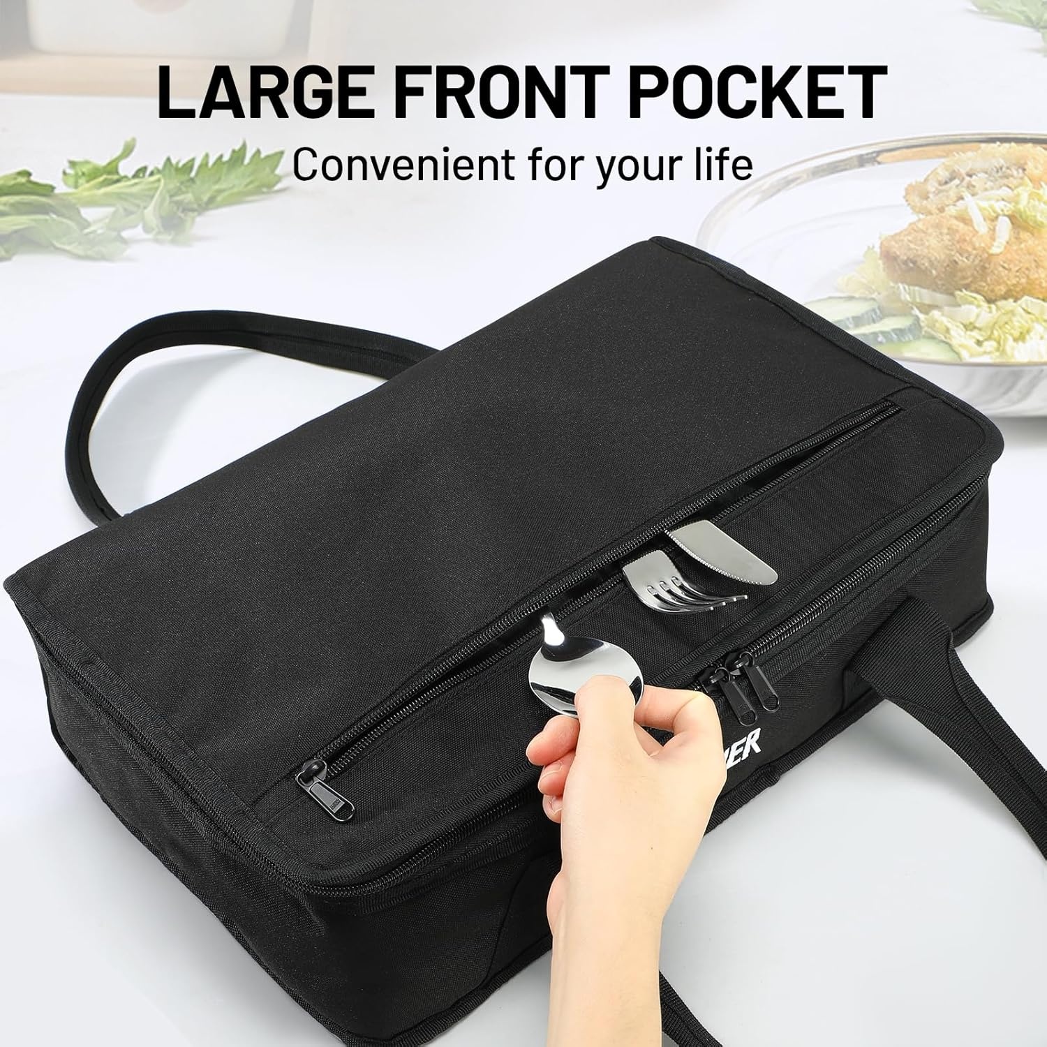 image:imageMIER Insulated Casserole Carrier Fits 9x13 Baking DishesFoil Pans Double Food Carriers Bag Thermal Holder for Hot or Cold Food Lasagna Lugger Potluck Parties Picnic Travel PurpleBlack