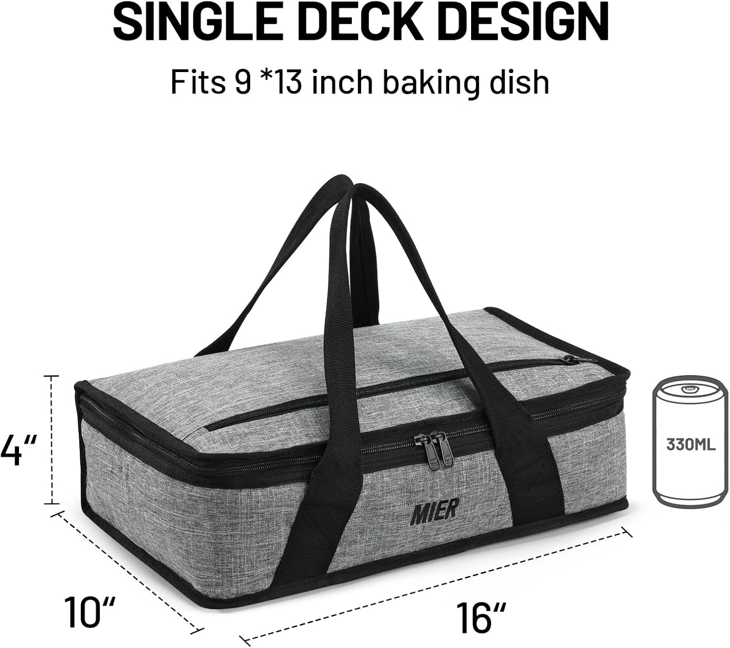 image:imageMIER Insulated Casserole Carrier Fits 9x13 Baking DishesFoil Pans Double Food Carriers Bag Thermal Holder for Hot or Cold Food Lasagna Lugger Potluck Parties Picnic Travel PurpleGray