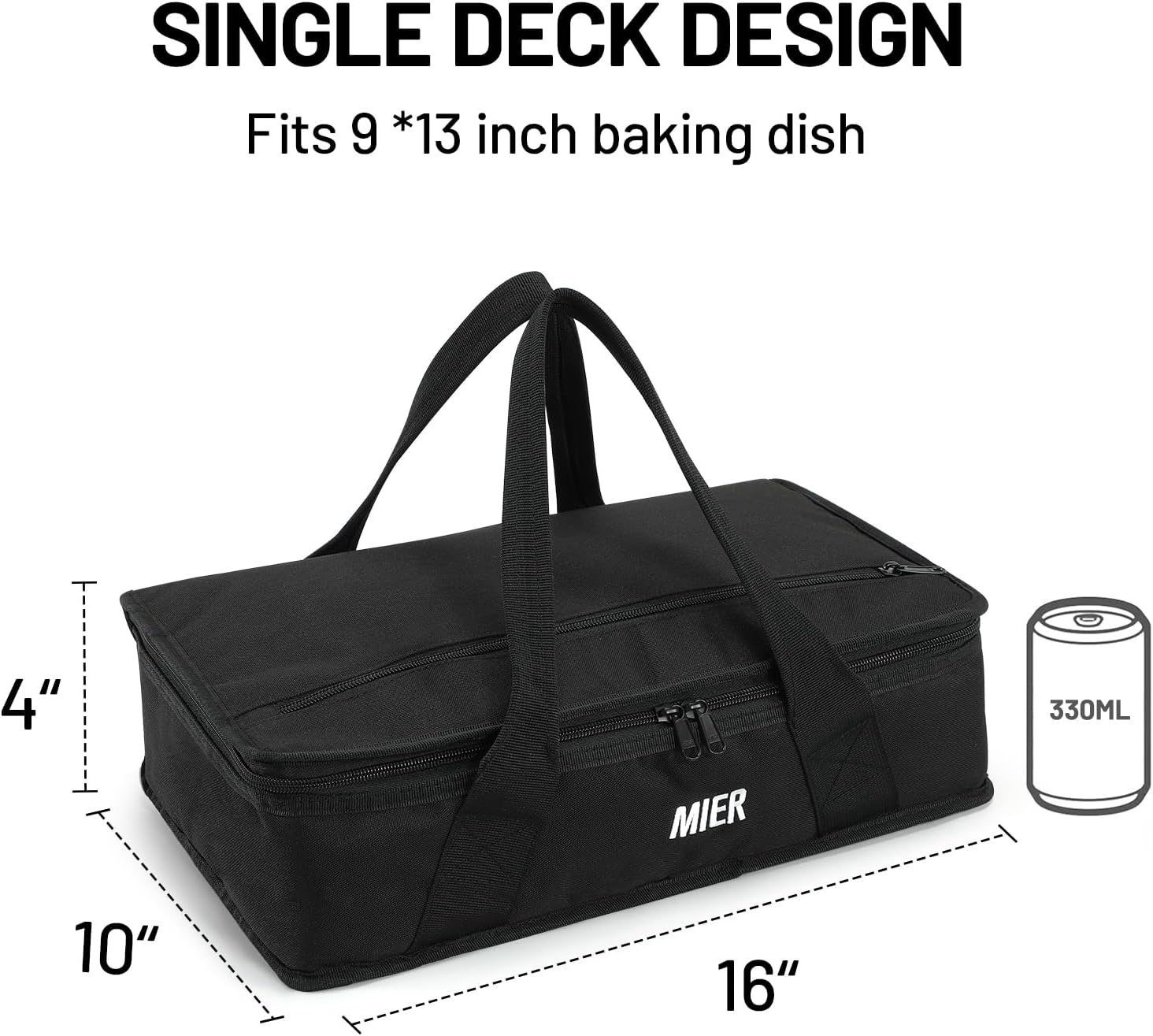 image:imageMIER Insulated Casserole Carrier Fits 9x13 Baking DishesFoil Pans Double Food Carriers Bag Thermal Holder for Hot or Cold Food Lasagna Lugger Potluck Parties Picnic Travel PurpleBlack
