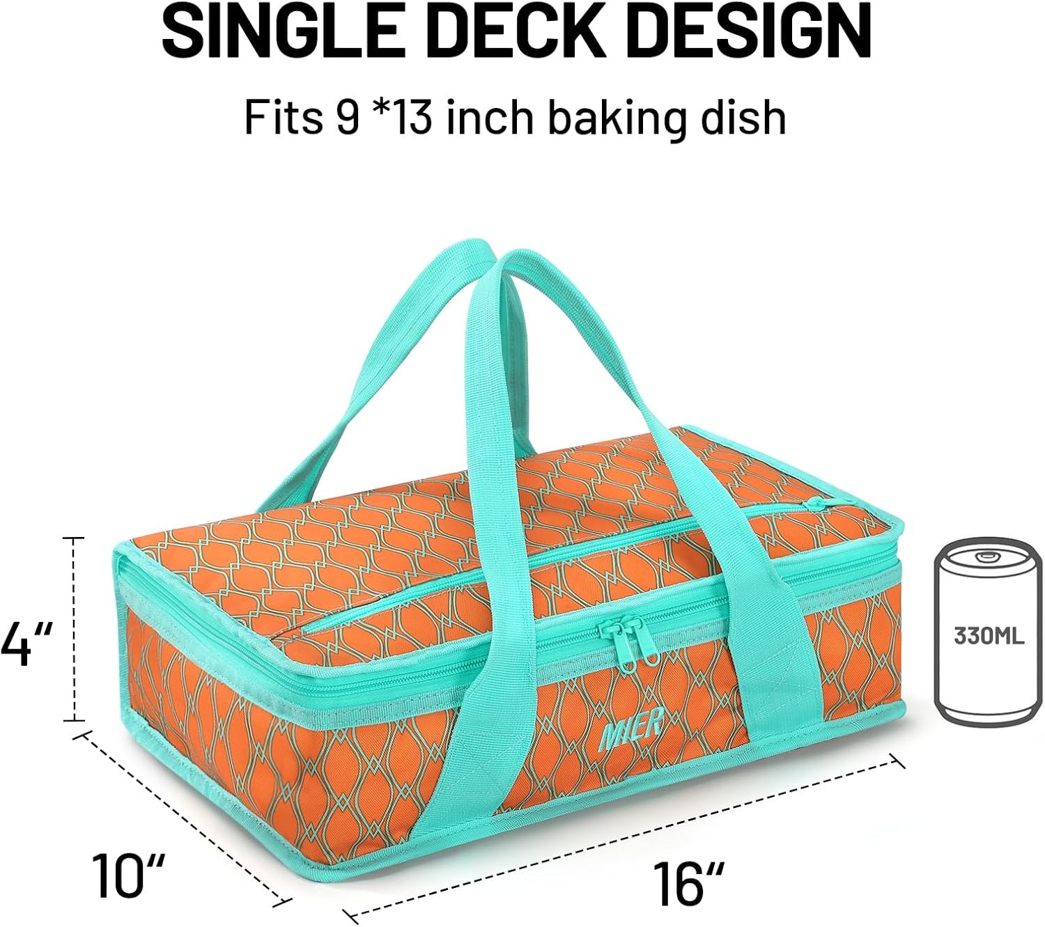 image:imageMIER Insulated Casserole Carrier Fits 9x13 Baking DishesFoil Pans Double Food Carriers Bag Thermal Holder for Hot or Cold Food Lasagna Lugger Potluck Parties Picnic Travel PurpleOrange