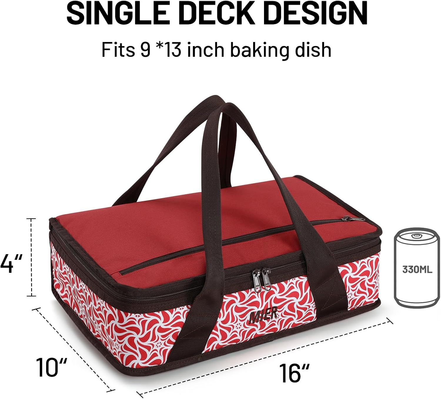 image:imageMIER Insulated Casserole Carrier Fits 9x13 Baking DishesFoil Pans Double Food Carriers Bag Thermal Holder for Hot or Cold Food Lasagna Lugger Potluck Parties Picnic Travel PurpleRed