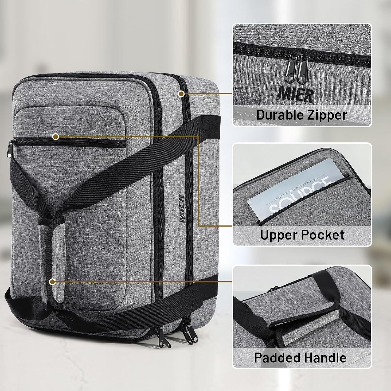 image:imageMIER Insulated Casserole Carrier Fits 9x13 Baking DishesFoil Pans Double Food Carriers Bag Thermal Holder for Hot or Cold Food Lasagna Lugger Potluck Parties Picnic Travel PurpleGray
