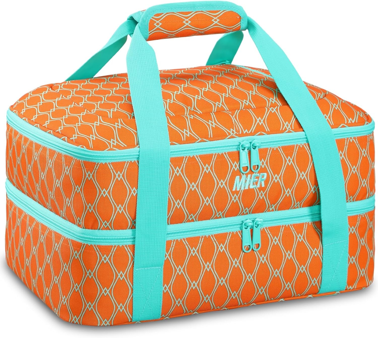 image:imageMIER Insulated Casserole Carrier Fits 9x13 Baking DishesFoil Pans Double Food Carriers Bag Thermal Holder for Hot or Cold Food Lasagna Lugger Potluck Parties Picnic Travel PurpleOrange