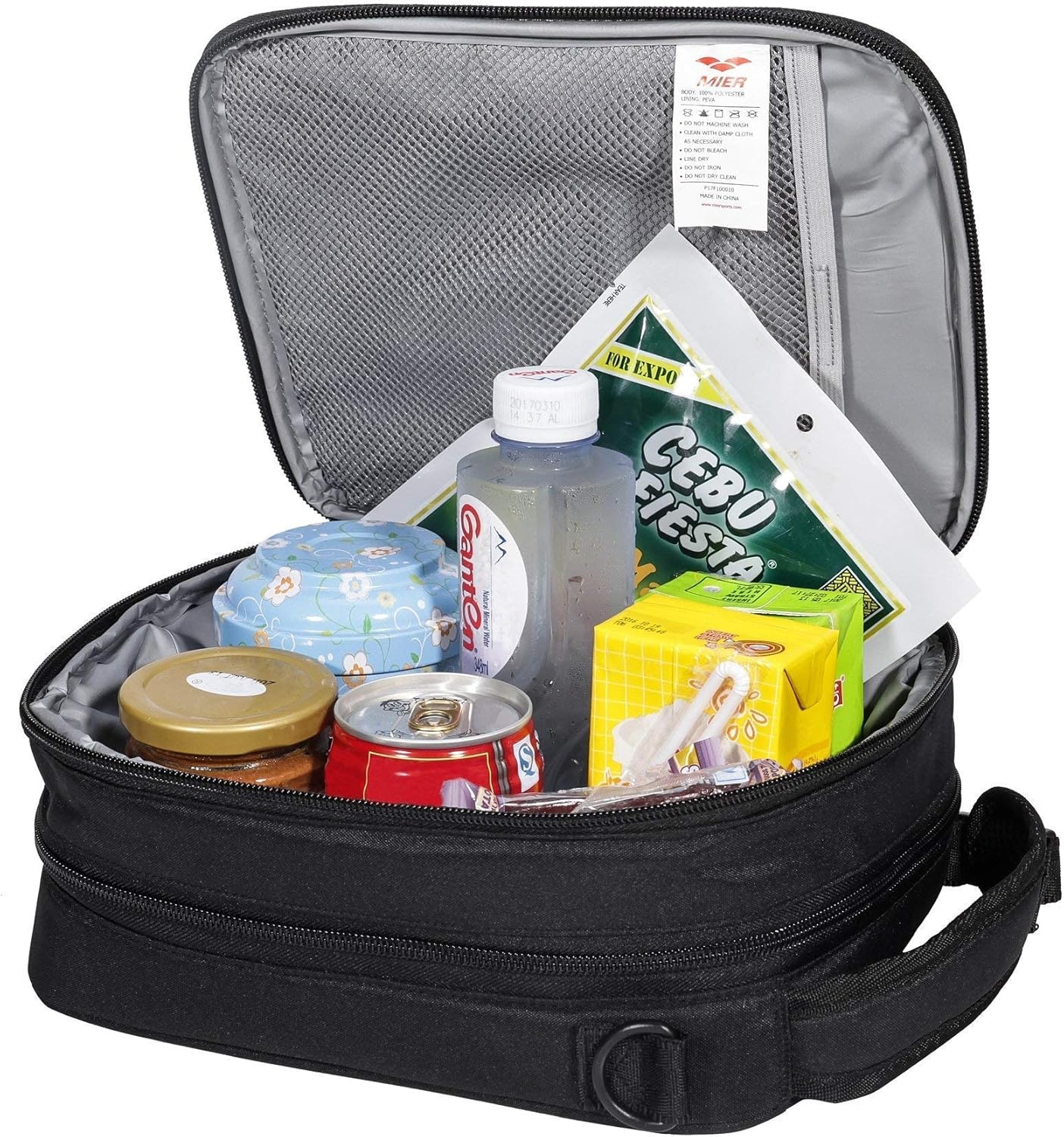 image:imageMIER Insulated Lunch Box 2 Compartment Lunch Bag and Expandable Lunch Pack for Men Women Black