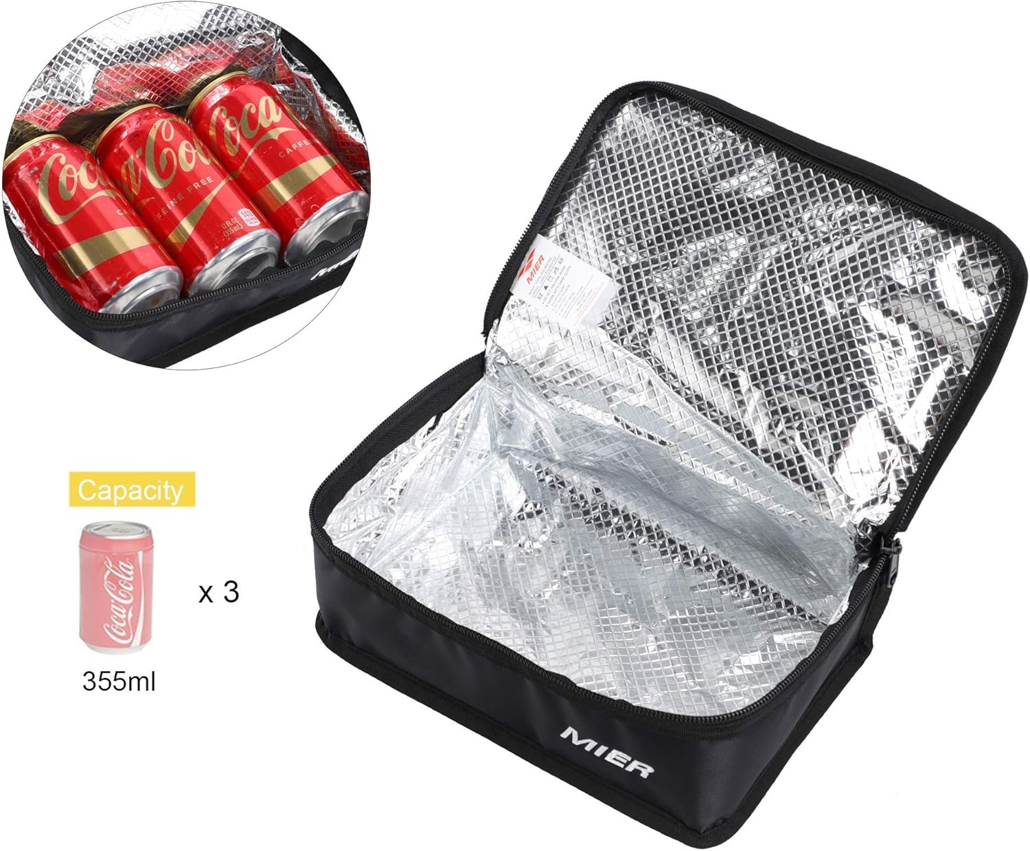image:imageMIER Insulated Lunch Box Bag Expandable Lunch Pack for Men Women Black