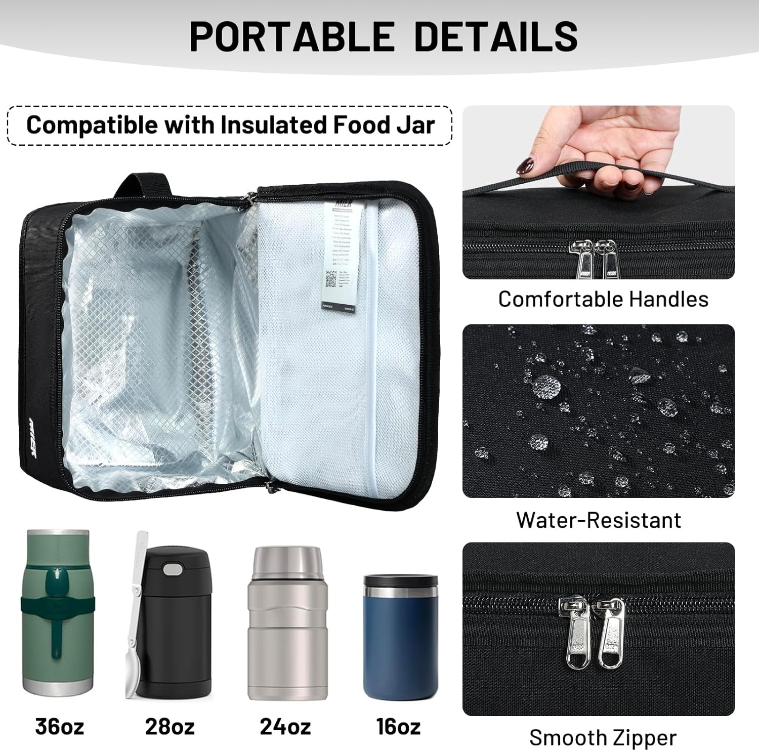 image:imageMIER Insulated Lunch Box for Men Women Kids Portable Small Lunch Bag 9 CAN Compact Thermal Mini Cooler for School Work Picnic BlueBlack