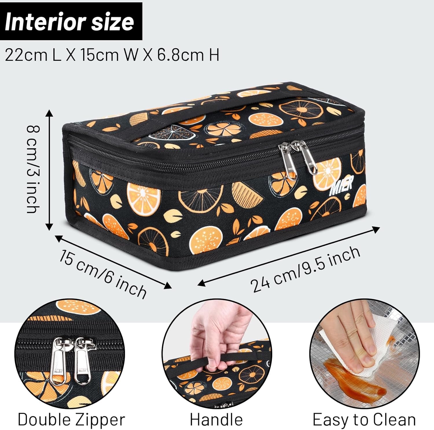 image:imageMIER Insulated Lunch Box for Men Women Kids Portable Small Lunch Bag 9 CAN Compact Thermal Mini Cooler for School Work Picnic BlueFruits