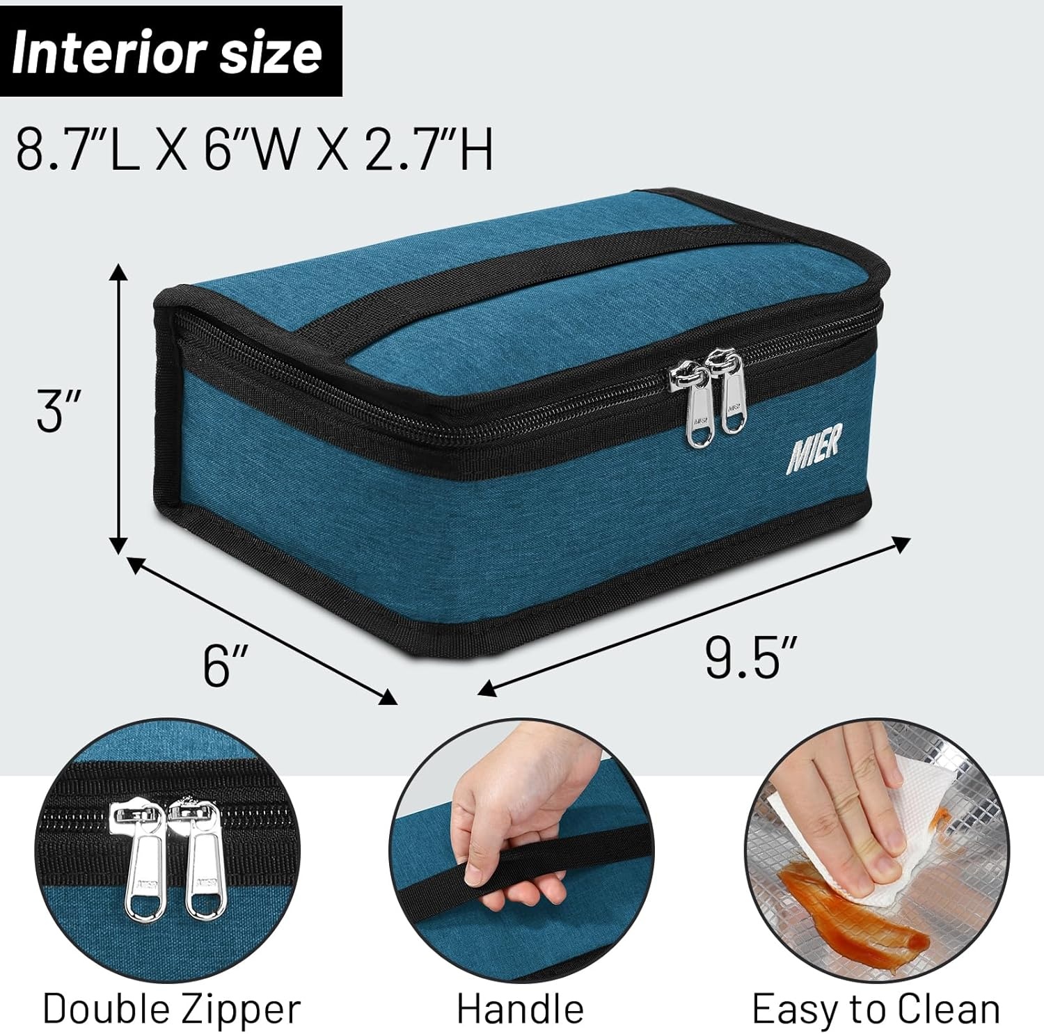 image:imageMIER Insulated Lunch Box for Men Women Kids Portable Small Lunch Bag 9 CAN Compact Thermal Mini Cooler for School Work Picnic BlueOcean Depths